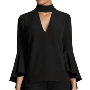 Milly Italian Cady Andrea Choker Bell  Sleeve Top Size 2 Black